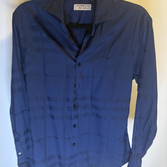 Burberry Navy Checkered Button-Down Shirt - Picture 10 of 10
